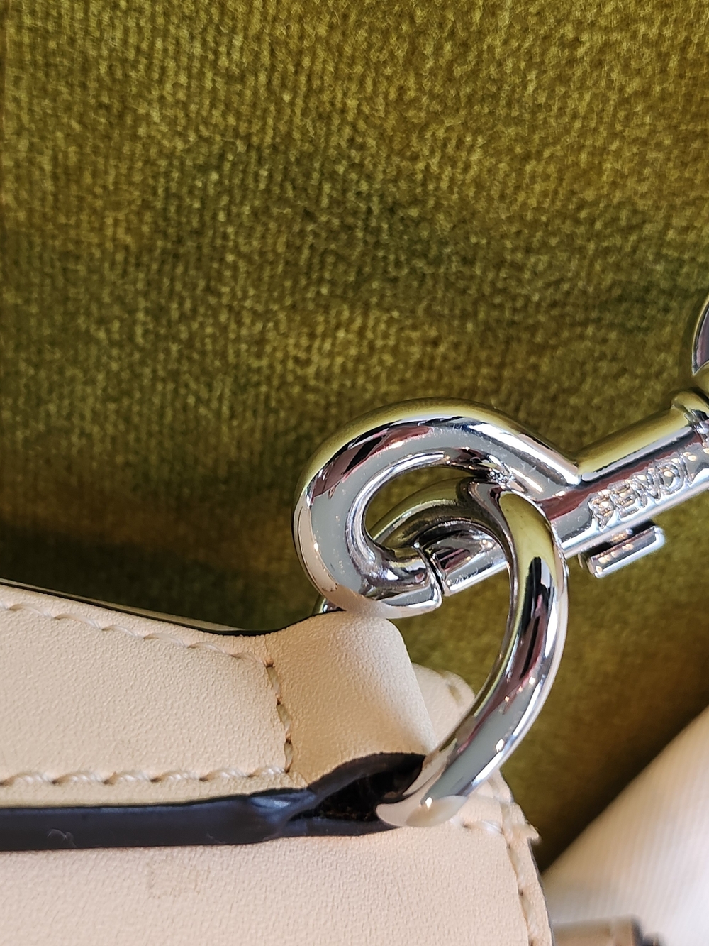 Cream Leather Satchel with Pale Pink Logo Print - Picture 10 of 13
